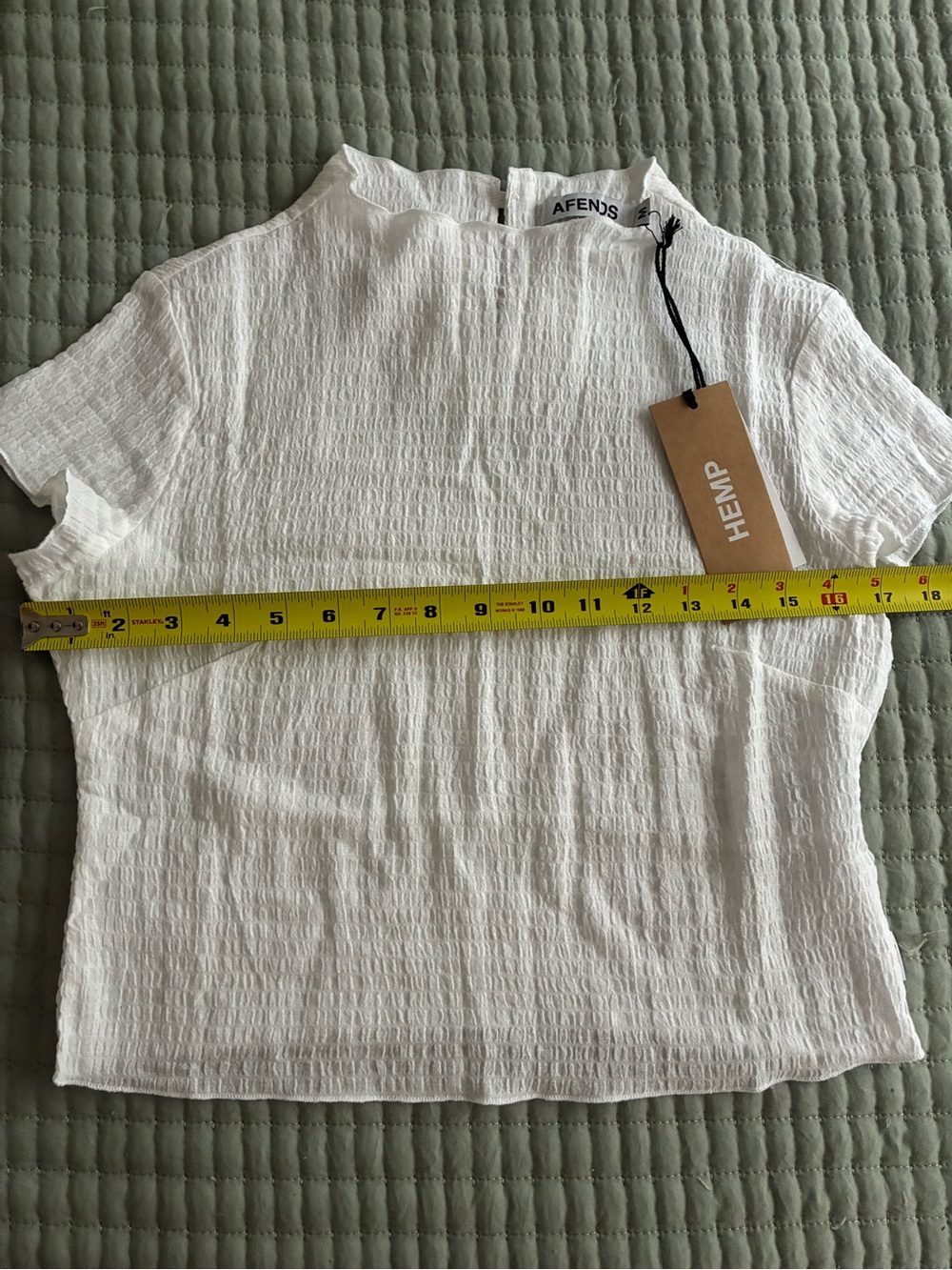 Afends Wren White Seersucker Hemp Short Sleeve Top - Picture 5 of 6